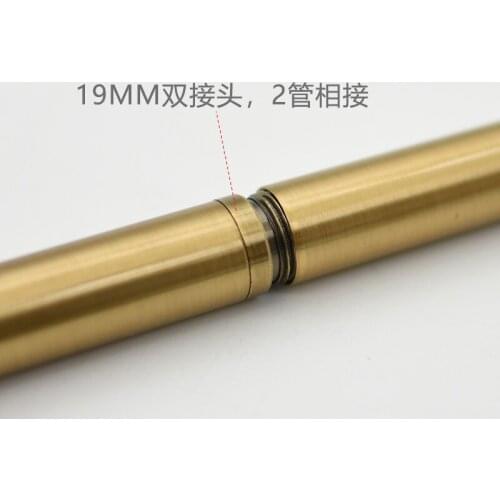 Antique Gold Color Dia16mm/19mm Female Thread Metal Hollow Tube, Double Heads Inner Tooth Tube Pipe, Lighting Accessories