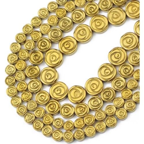 Rose Flower Shape Gold Hematite Natural Stone Loose Spacer Beads For Jewelry Making Diy Bracelet Necklace Accessories 6/8/10MM
