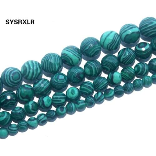 Wholesale Faceted Natural Stone Green Malachite Loose Beads For Jewelry Making DIY Bracelet Material 4/6/8/10/12 MM Strand