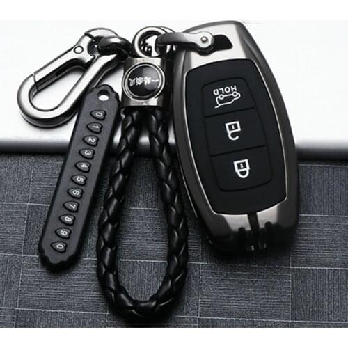 Galvanized Alloy Car Key Case For Hyundai Santa Fe TM 2019 I30 2018 Solaris Azera Elantra Grandeur Accent Keychain Holder Cover