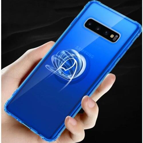 For Samsung Galaxy S10 Plus S10E Case With Ring Stand Magnet Soft Transparent Back Cover case for samsung galaxy A10 A50 A70 M10