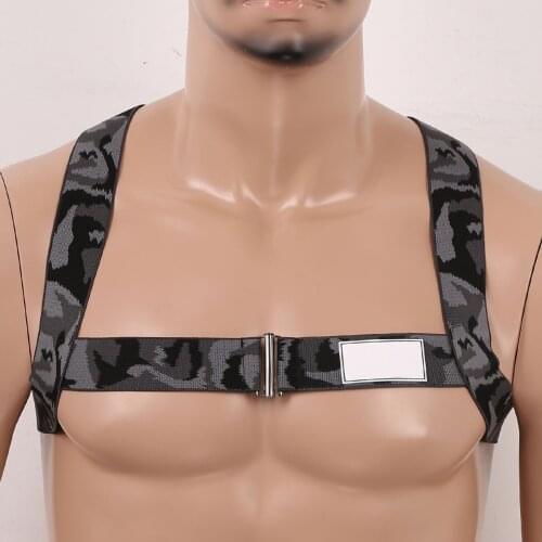 Men Body Chest Harness Sexy Muscles Protector Straps X-back Wide Elastic Shoulder Chest Harness Belt Club Rave Goth Punk Costume