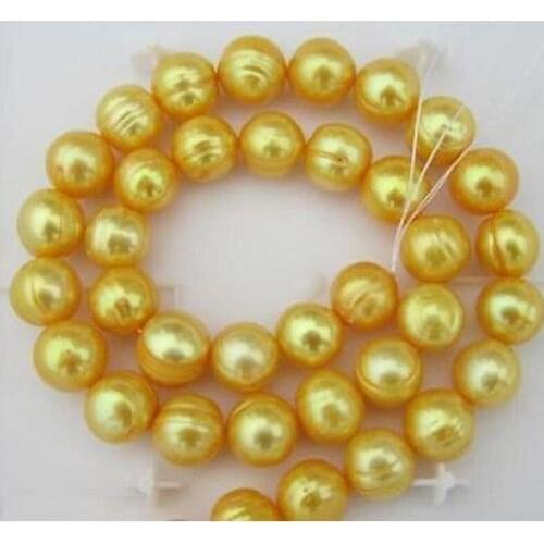 ELEGANT 10-12mm south sea baroque god pearl necklace 18inch 925silver