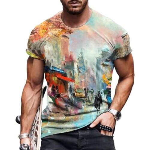 Mans T-Shirt 2021 Summer Oversized New Retro Style Short Sleeve Mens 3D Digital Printing O Neck T-Shirt Mens Fashion Tops