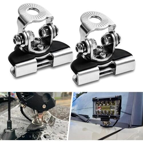 Haolide 2Pcs Led Work Light Bar Stainless Steel Hood Universal Hood Mount Led Light Bar Mounting Brackets Clamp Pillar Holder