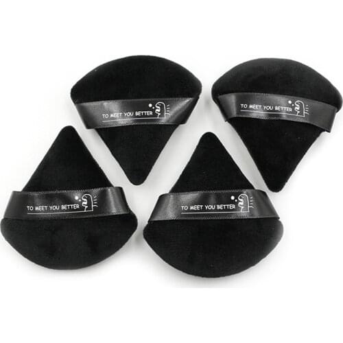 2pcs (Black and White ) Triangle Velvet Shaped Cotton Beauty Makeup Puff Powder Soft Material Natural Cosmetic Sponge Puff