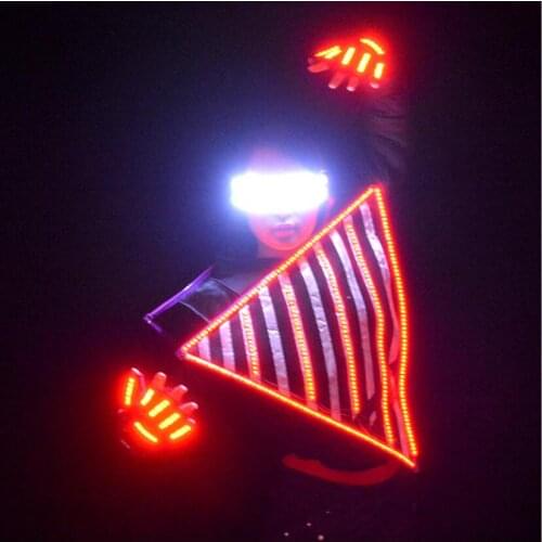 Carnival luminous costumes disco LED waistcoat cloak women robot dance led clothing