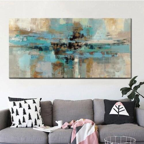 Art print Canvas Painting Light Blue Landscape Abstract Oil painting on Canvas Wall Art Bedroom Living Room Sofa Home Decoration