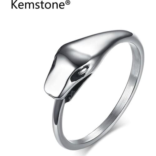 Kemstone 6.7MM Ouroboros Snake Stainless Steel Ring Jewelry for Men Women