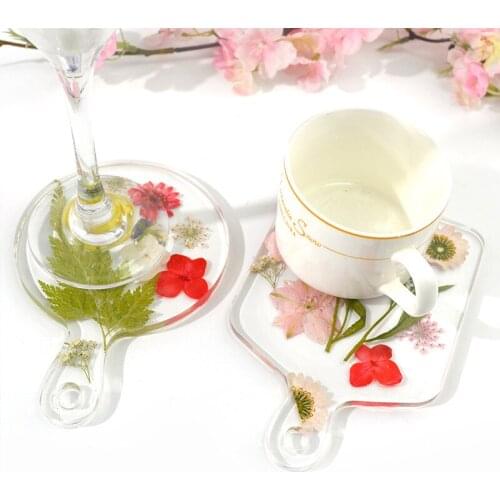 Round Square Handle Tray Epoxy Mold Coaster Silicone Resin Mould Home Table Decorations Jewelry Ornaments Making Tools