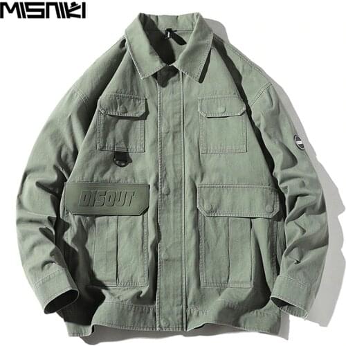 Misniki 2019 Denim Jacket MenStreetwear Turn Down Collar Jacket Casual Long Sleeve Coat Hip Hop Men Cargo Jackets JP41