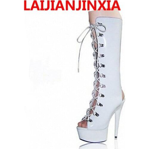 LAIJIANJINXIA PU High Heels Platform Boot Heel Platform Night Club Party Dance Shoes Dance Boots Women High Heels Shoes B-024
