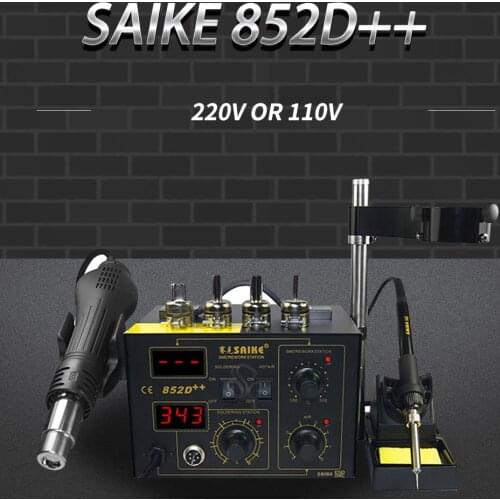 Hot sales Rework Station Soldering Iron 2 In 1 SMD Hot Air Gun SAIKE 852D++ Soldering Station Desoldering Station
