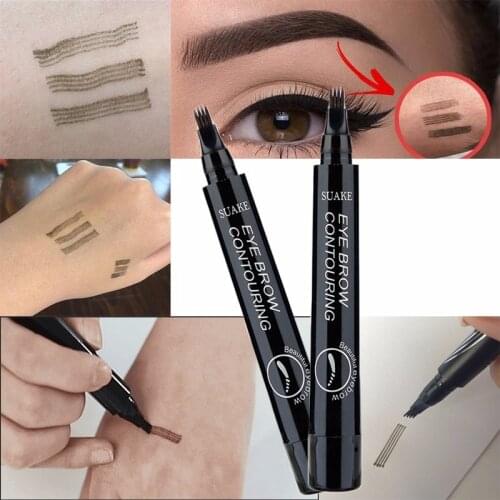 4 Colors 3D Magic Microblading Eyebrow Pencil Makeup Tool Tint 4 Tip Liquid Tattoo Pen Waterproof Cosmetic Eye Brow Liner Tools