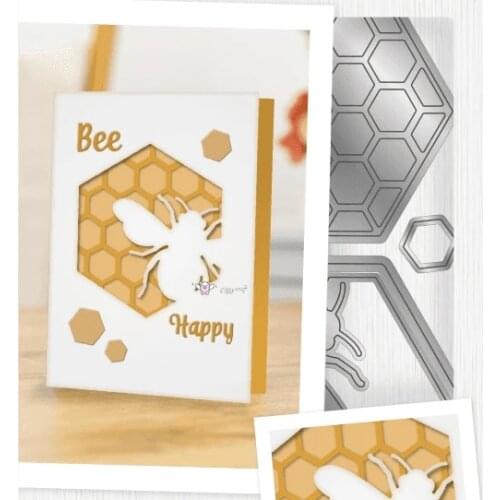 Mmao Crafts Metal Steel Cutting Dies Honeycomb bee frame letters Stencil For DIY Scrapbooking Paper/photo Cards Embossing Dies