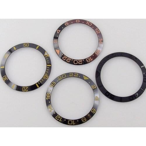 38mm Black Ceramic Bezel Insert Brushed Fit 40mm SUB Movement mens watch