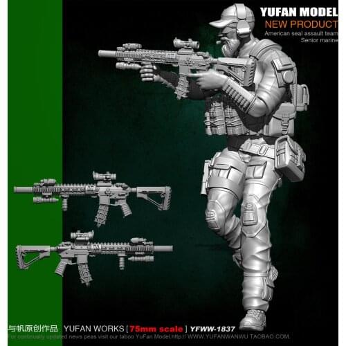 Yufan Model 1/24 Soldier Model Kit 75mm Us Seals Resin Soldier Platinum Unmounted Yfww-1837