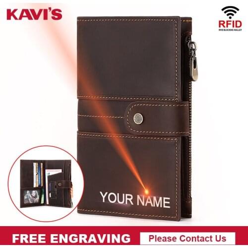 KAVIS Rfid Blocking Passport Cover ID Card Holder Travel Credit Wallet Men Purse Driving License Bag Portomonee Male Money Bag