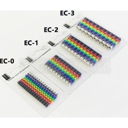 Plastic cable marker label EC-0 Wire Marker Number 0 to 9 Cable Size1.5 sqmm Colored PVC cable markers insulation marker