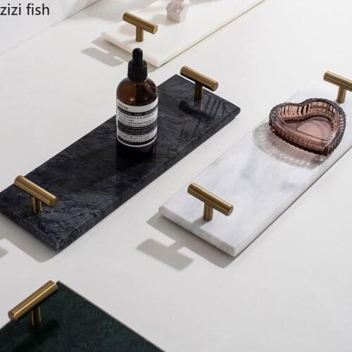 Marble Texture Rectangle Trays Decorative Ceramic Storage Tray Cosmetic Containers Organizer Shelf Bath Supplies Organizer Plate