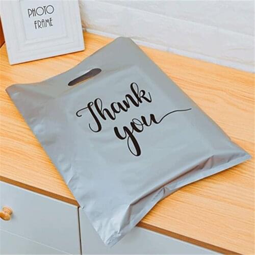 10 Pcs Silvery Thank You Shopping Bags Gift Bags Suitable For Retail Boutiques Books Clothes Bags Die Cut Handles Portable Bags