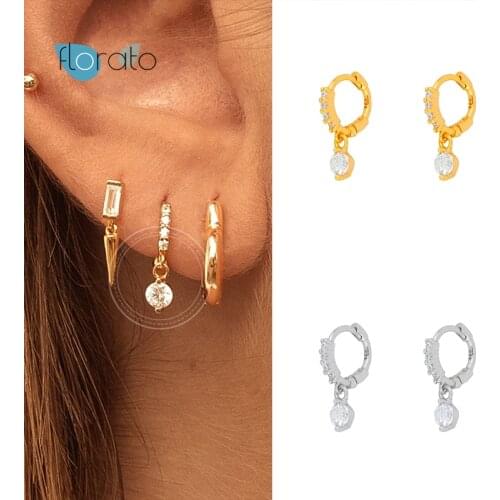 925 Silver Ear Buckle Crystal Small Hoop Earrings for Women Shiny Cubic Zircon Earring Wedding Party Jewelry Jewelry Accessories