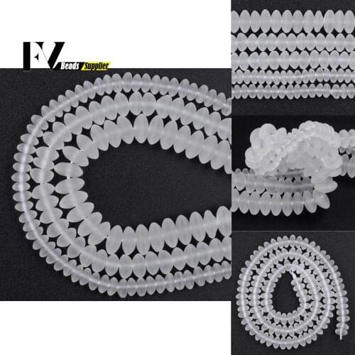 Cracked White Crystal Rondelle Beads For Jewelry Making Diy Round Loose Spacer Stone Beads Necklace Bracelet Accessories 15"