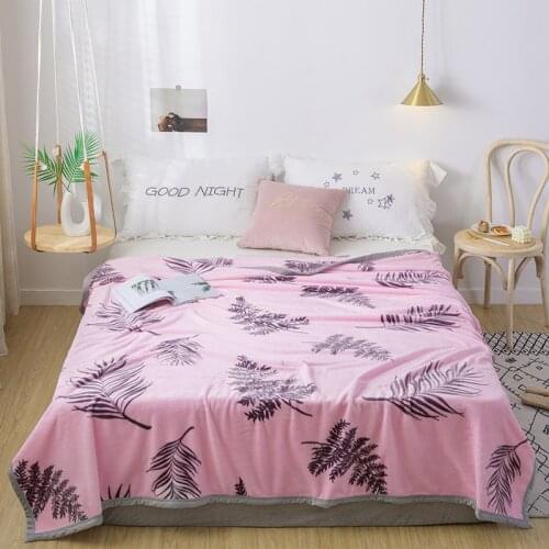 Leaf High quality Thicken plush bedspread blanket 200x230cm High Density Super Soft Flannel Blanket for the sofa/Bed/Car