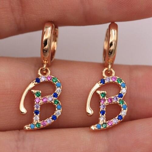Trendy Drop Earrings Rainbow Cubic Zirconia Gold Plated Copper Earring For Women Fashion Jewelry Accessories Wedding Anniversary