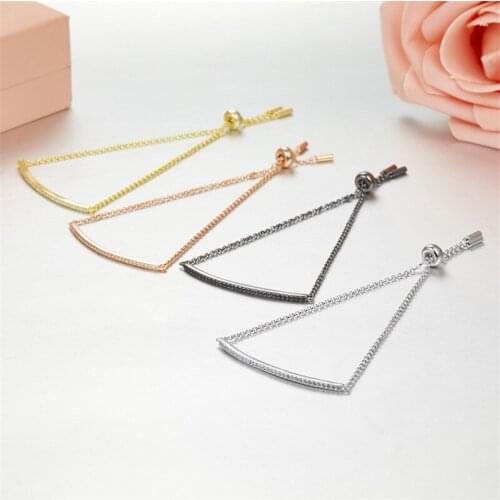 SLJELY 925 Sterling Silver Single Line Bracelet Adjustable Chain Micro Pave Cubic Zirconia for Women Fashion Party Brand Jewelry