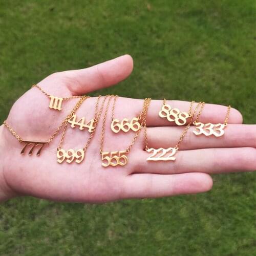 111-999 Angel Number Necklace For Women Rose Gold Stainless Steel Devil Necklace Charm Collar Collier Minimalist Boho Jewelry