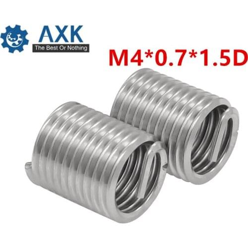 100pcs M4*0.7*1.5DWire Thread Insert Stainless Steel 304 Wire Screw Sleeve, M4 Screw Bushing Helicoil Wire Thread Repair Inserts