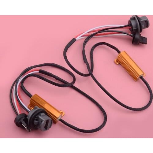 2pcs/Set 6-Ohm LED Hyper Flash Error Free Fix Decoder Wiring Harness for Turn Signal Light 7441 7443 7444 T20