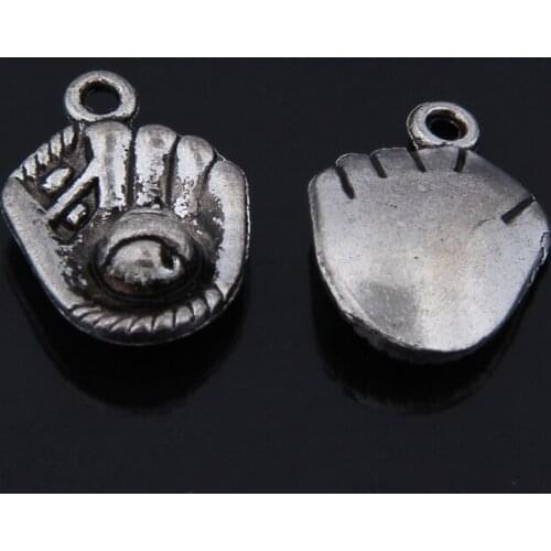 50pcs/lot 20*15mm Baseball Mitt Silver Charms Batter Up Antique Silver Tone For Jewelry Findings