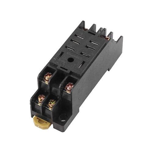 8-Pin Screw Terminals Power Relay Socket Base Stand Holder Black