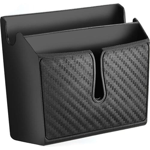 Car Leather Storage Box Self-adhesive Mobile Phone Holder Car Seat Storage Phone Holder Glasses Case Car Accessories