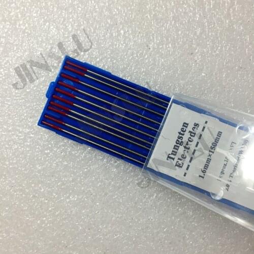 Free Shipping 10PCS 2% red tip WT20 Thorium Tungsten electrode 1.6mm for TIG welding
