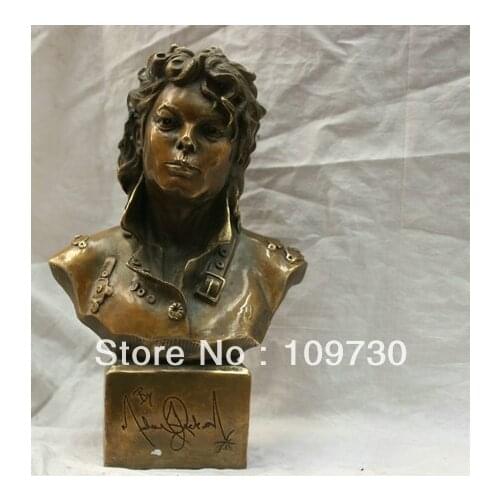 Free shipping bir 00434 11'' Chinese Folk custom bronze statue Michael Jackson Bust Statue Sculpture (C0324)