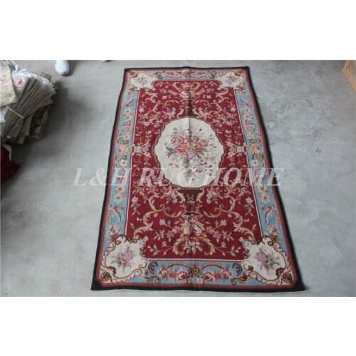 Free shipping 10K 3'x5' small carpets rugs needlepoint woolen rugs RED floral design area carpet rugs