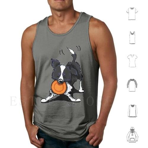 Border Collie @ Play Tank Tops Vest Cotton Border Collie Border Collie Cute Border Collie Border Collie Art Border Collie Dogs
