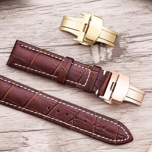 Wristband Bracelet Watch Band Alligator Grain Men Women Genuine Leather Watch strap Butterfly Buckle 14mm 16mm 18mm 20mm 22mm