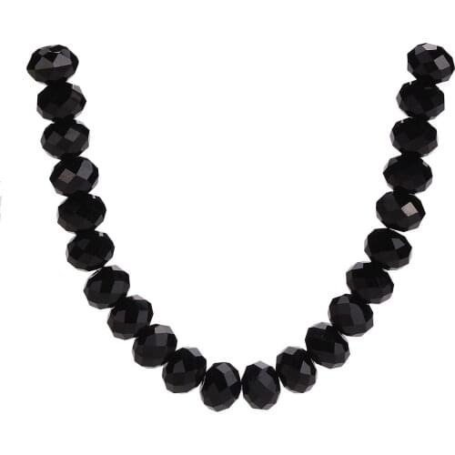 Crystal DIY Findings Loose Rondelle Beads Spacer Glass Jewelry Making Wholesale Faceted Black Craft Charms Bulk 3-18mm