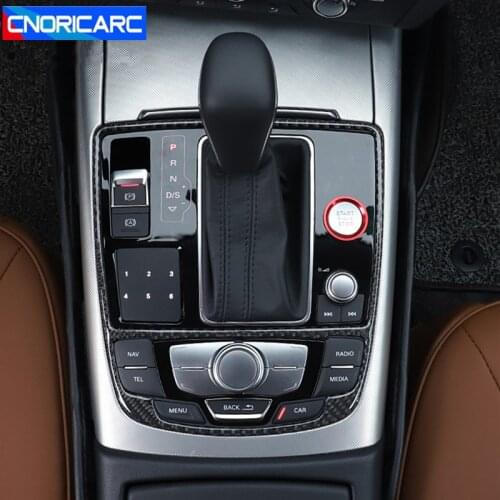 CNORICARC Carbon Fiber Console Gearshift Water Cup Frame Cover Trim For Audi A7 A6 C7 Interior Ashtray Panel Decoration Sticker