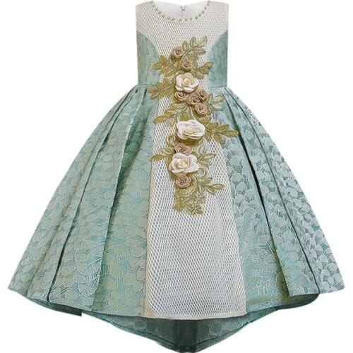 Flower Girl Wedding Party Bridesmaid embroidery high Collar Tuxedo Girl Christmas Day party dance performance party Tuxedo