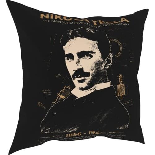 Nikola Tesla Pillowcover Decoration Physics Engineer Electricity Science Cushion Cover Throw Pillow for Car Polyester