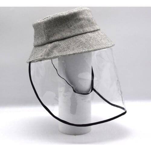 Kid Bucket Hat Stop-Wind Stop-Sand Cap Gray Stripe Outdoor Sun-block Baffle Cap Protective Cap
