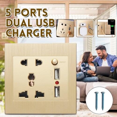 Excellway® Socket Wall Electrical Outlet Panel USB Wall Socket USB Socket US/UK/EU Plug