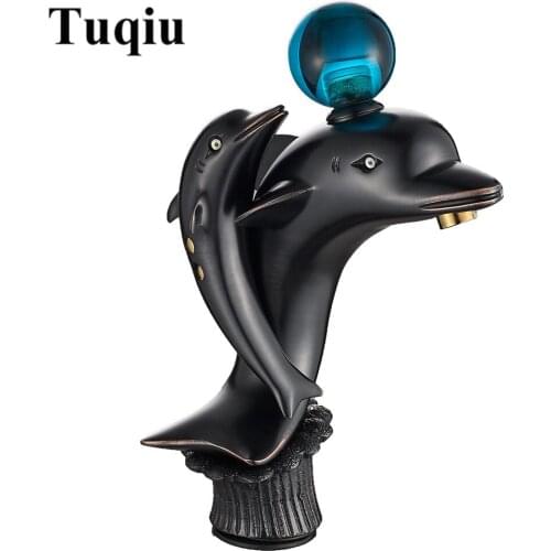 Hot and Cold Brass gold/black oil brushed Dolphin Style Basin Faucet bathroom Sink Faucet Wash Faucet basin mixer water Tap