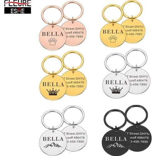 Customized Pet ID Tag Personalized Stainless Steel Engraved Cat Dog Puppy Tags Anti-Lost Pet Nameplate Pendant Funny Necklace