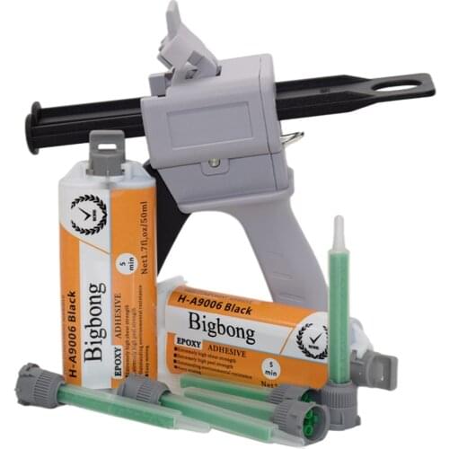 50ml Glue Gun 1:1 Manual Caulking Gun Dispenser with 5pc Static Mixing Nozzles 2pcs 50ml Epoxy Adhesives Glue 1:1 Black AB Glues